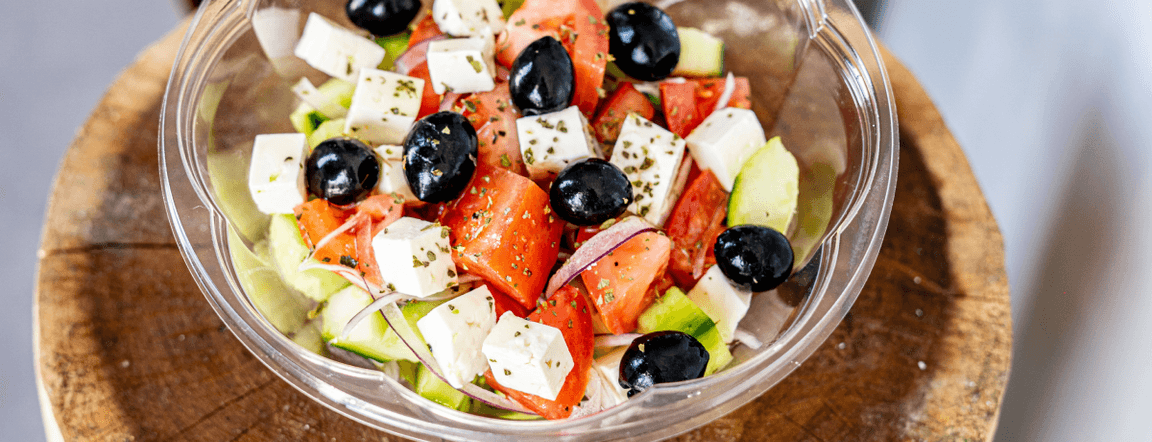 Greek salad or vegan greek salad