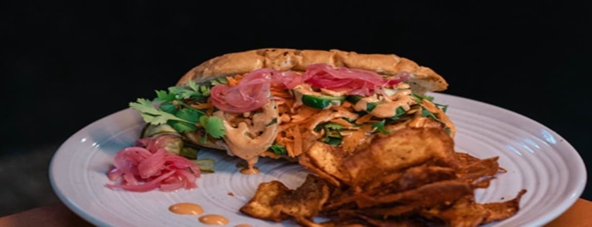 Chicken banh mi sandwich