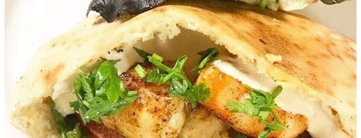 Shrimp pita sandwich